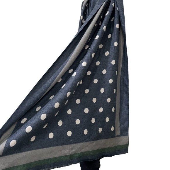 Boutique Polka Dot Stripes Blue Green 100% Rayon Pattern Mix Long Scarf B2 - Picture 4 of 4